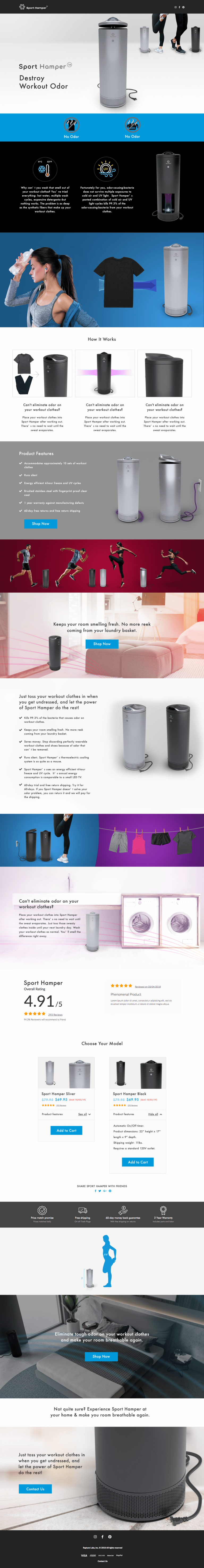 SportHamper workout odor e-commerce design by Apexure