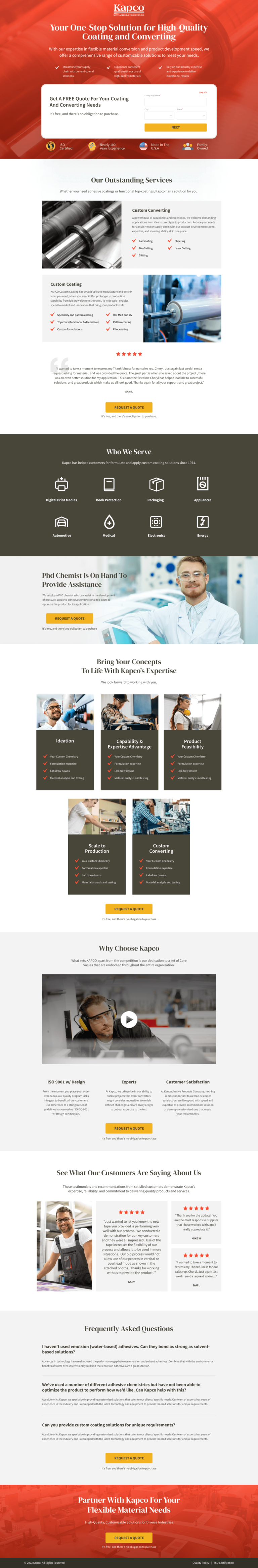 Kapco Custom Packages landing page