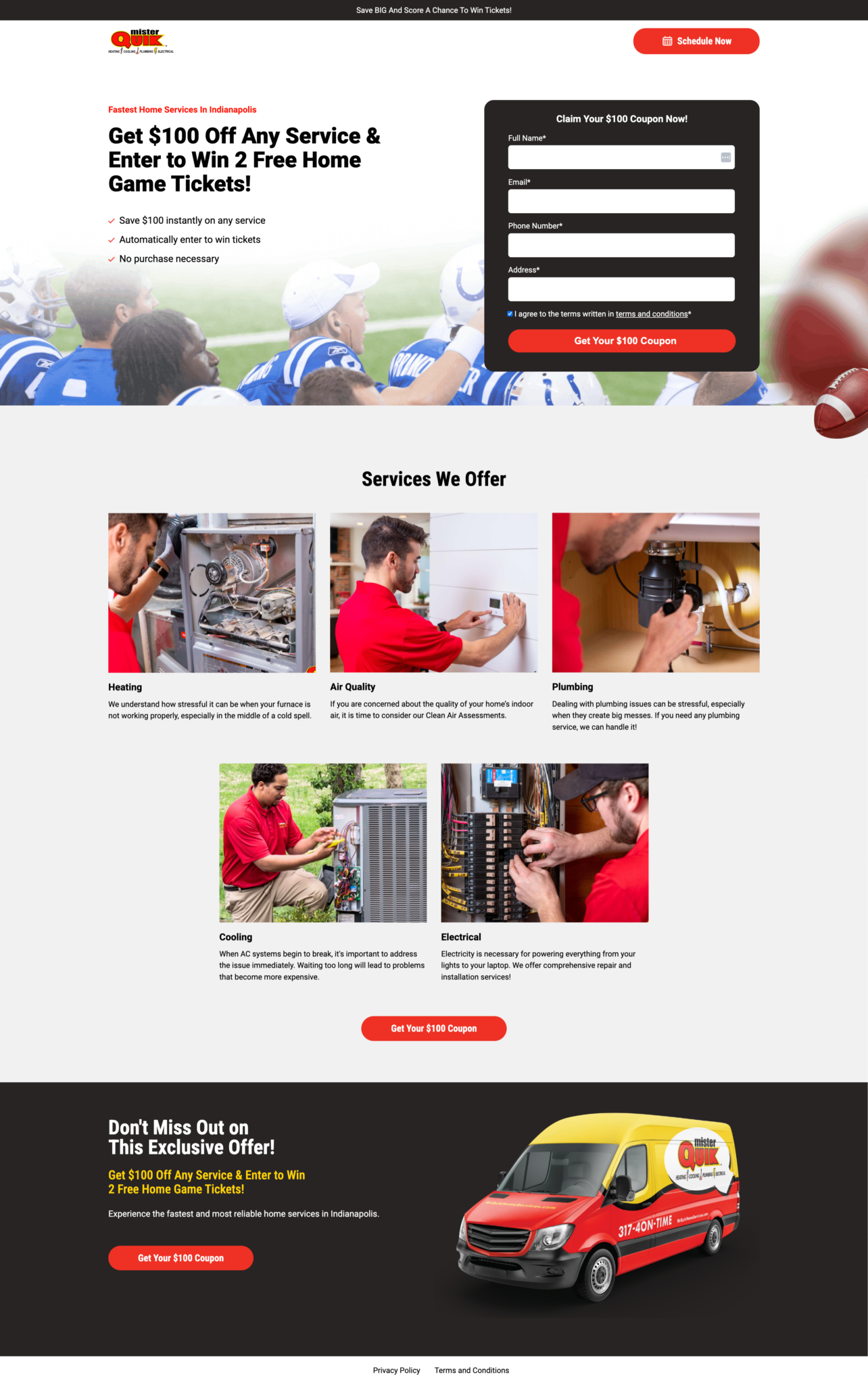 Mr. Quik home services landing page built on HubSpot by Apexure