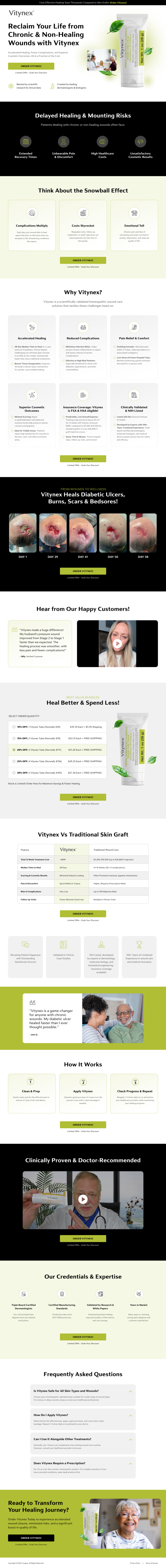 Vitynex wound healing supplement WooCommerce product page design by Apexure