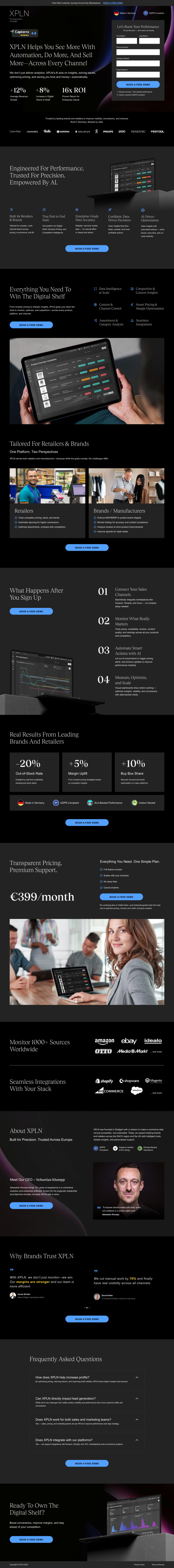 XPLN retail pricing SaaS lead generation design by Apexure
