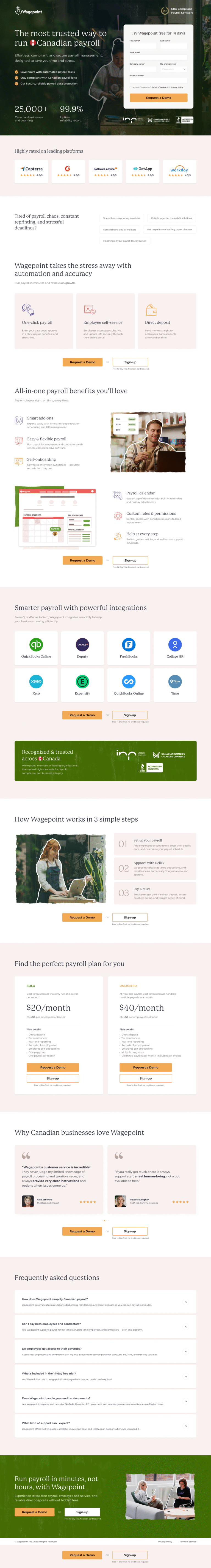 Wagepoint payroll SaaS lead generation design by Apexure