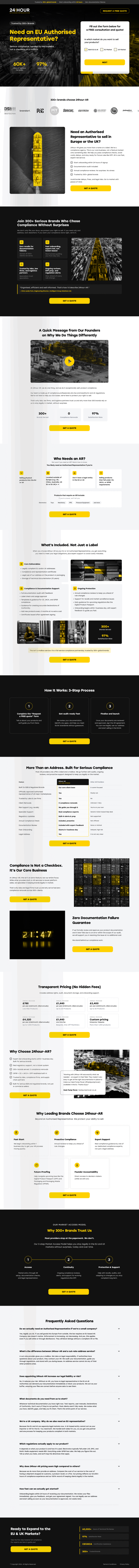 24hour-AR EU Authorised Representative B2B compliance lead generation landing page designed by Apexure