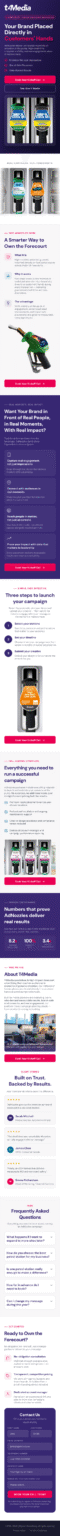 T4Media AdNozzles UK forecourt advertising B2B lead generation landing page designed by Apexure